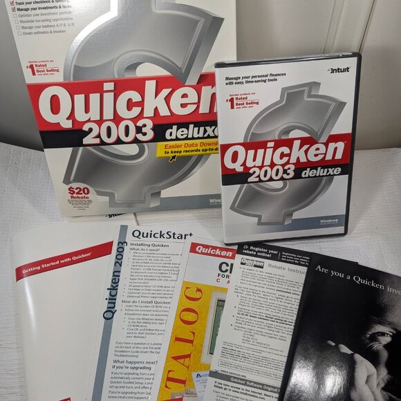 Quicken 2003 Deluxe software CD-ROM disc program Intuit Windows 95/98/2000/Me/XP - Picture 7 of 11